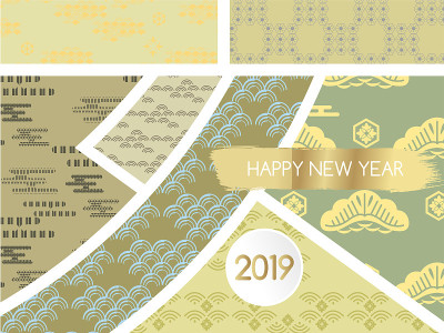 祝日本新年快乐2019年，猪年。