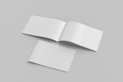 水平小册子或小册子模拟白色的背景。