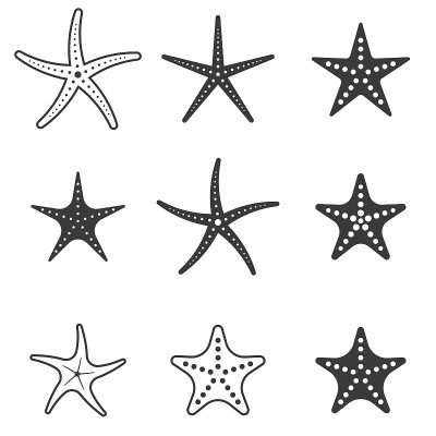 一组海星图标，剪影图标