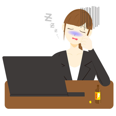 woman sleeping on bed with laptop hard working day