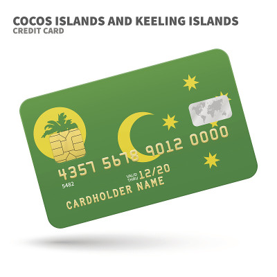 Credit card with Cocos and Keeling Islands flag ba