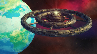 3 d渲染。外星飞船UFO概念