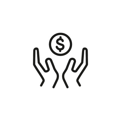 两只手握硬币线图标