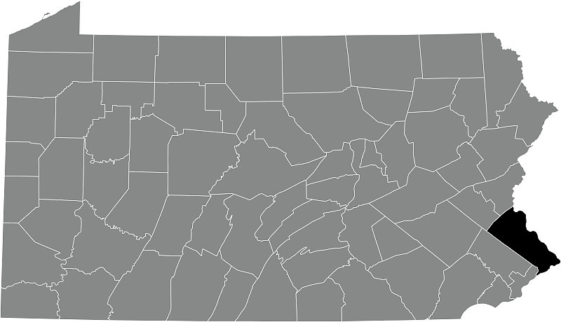 美国宾夕法尼亚州巴克斯县的位置地图