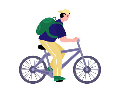 自行车旅行和夏季旅游自行车卡通矢量插图孤立。