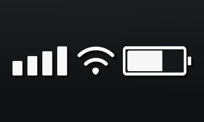 状态栏图标的集合。手机系统图标。信号、wifi和电池电量。