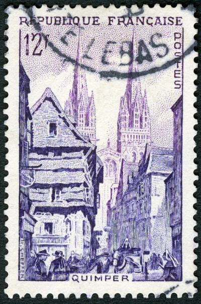 邮票印在法国街头，坎佩尔，1954年