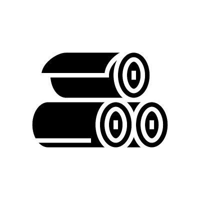 卷的纺织品字形图标矢量插图