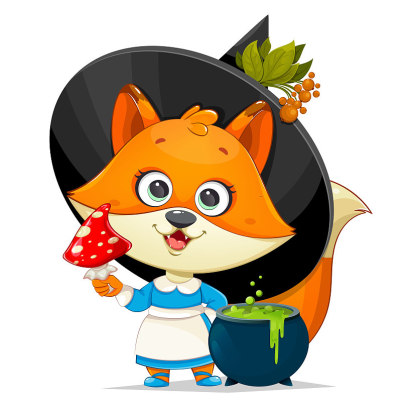 万圣节快乐。有趣的女巫狡猾的