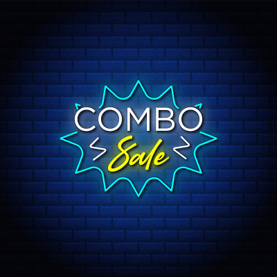Discount combo sale banner design in neon style.