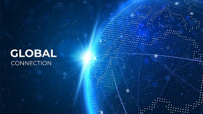 全球网络插图。技术数字3d地球仪。数字地球地图背景。连接数据的概念。