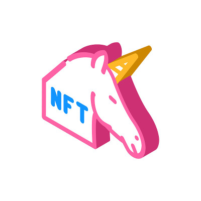 非ft独角兽等距图标矢量插图
