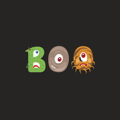 怪物字母和单词Boo设计