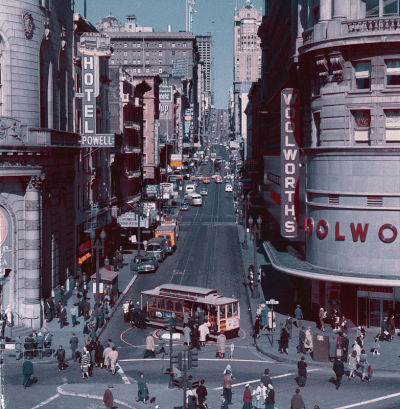 年份:旧金山市场街，1960年代