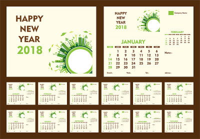 创意2018年日历模板设计
