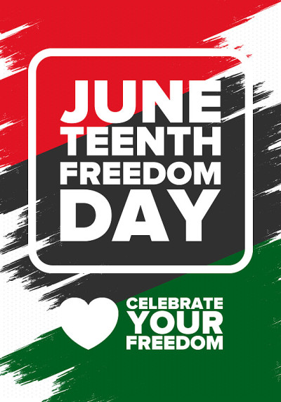 六月节独立日。自由或解放日。每年的美国节日，在6月19日庆祝。非裔美国人的历史和遗产。海报，贺卡，横
