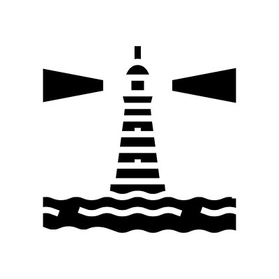 集装箱装载在船舶上的港口字形图标矢量插图
