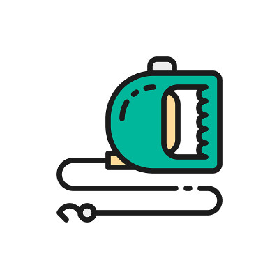 Roulette leash for pet flat color icon.