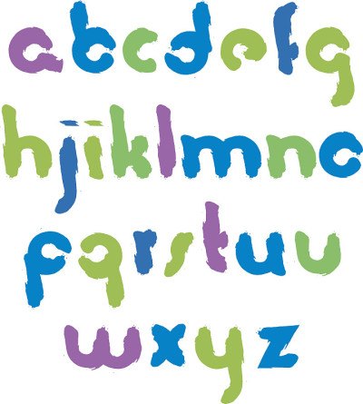 矢量彩色手绘字母孤立在白色背景