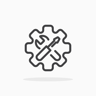 Screwdriver and wrench icon in line style.
