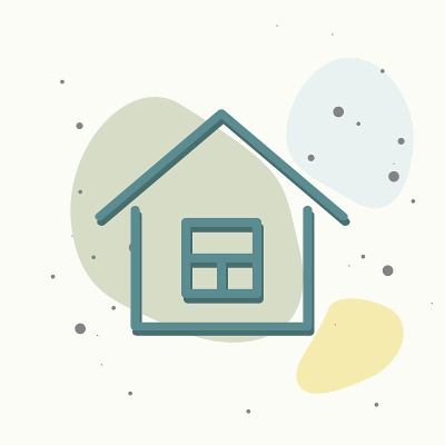 房子矢量图标。在五彩背景上的家庭符号。