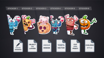 Set halloween sticker. Cartoon character