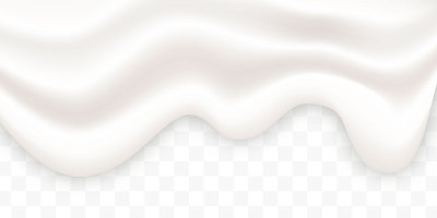 液体乳白色纹理流动在宽背景，矢量插图。酸奶真实的纹理层隔离在透明的背景。液体奶油，酸奶背景。