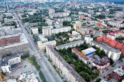 叶卡捷琳堡市中心鸟瞰图。俄罗斯