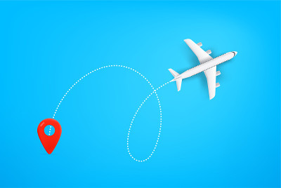 现代飞机的道路。夏季旅游矢量图