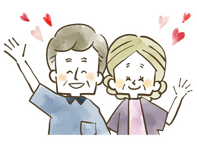 微笑的老人夫妻相爱的心