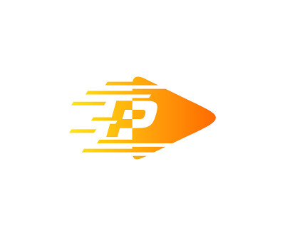 运动播放P字母标志设计。