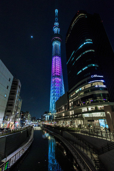 黄昏时分的东京城景与天空之塔