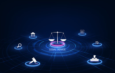 信息技术互联网数字司法法劳动法律师法律业务概念。矢量图