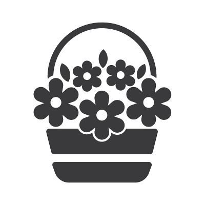 篮子与花图标，向量。