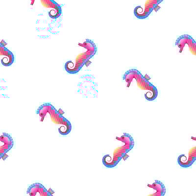 无缝图案抽象元素海马矢量设计风格背景插图