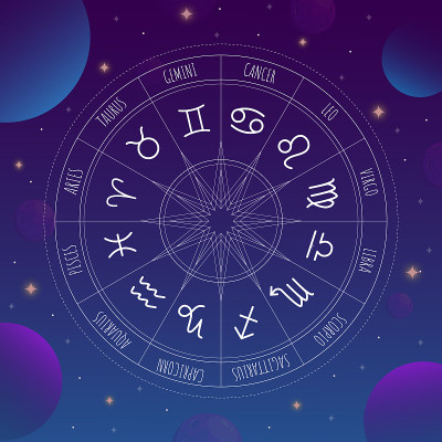 星相轮与星座外太空的背景。神秘和深奥的。星图。星座矢量插图。精神上的塔罗牌的海报。