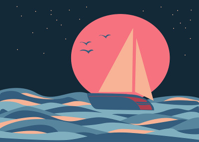 海上的游艇。
