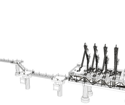 装载臂泊位方案。3 d渲染