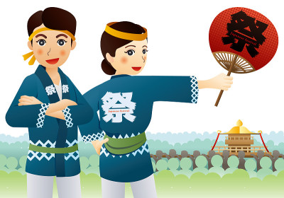 日本传统服装在节日。日本文化