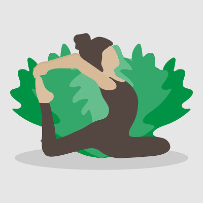 类篇Rajakapotasana。独腿鸽子王的姿势。在大自然中放松。灵活的腿部和背部体式。矢量平面插