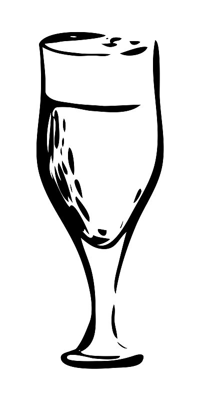 郁金香高脚杯啤酒杯。手绘墨水风格的图形插图。啤酒节，圣帕特里克或工艺生啤酒事件节海报，横幅ir贴纸，