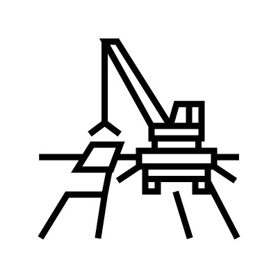 起重机道路施工线图标矢量插图