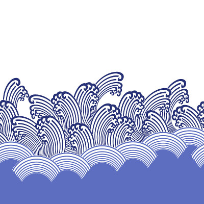 波浪日本风格的装饰设计浑然一体，