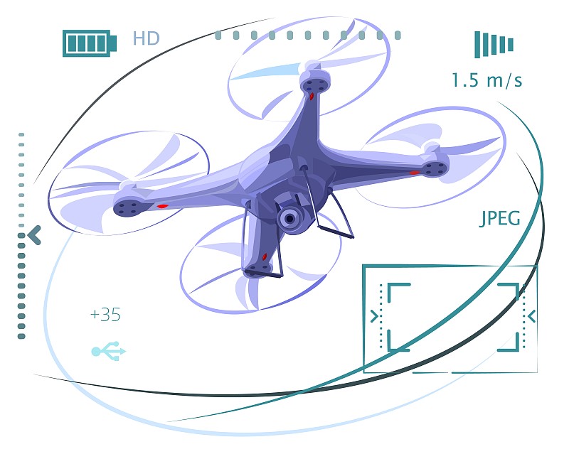 Quadrocopter. Drone with a camera. Isolated vector