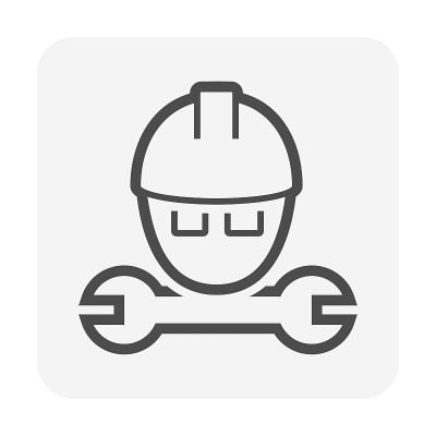 行业工人和扳手矢量图标设计。