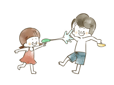 孩子们在玩水枪