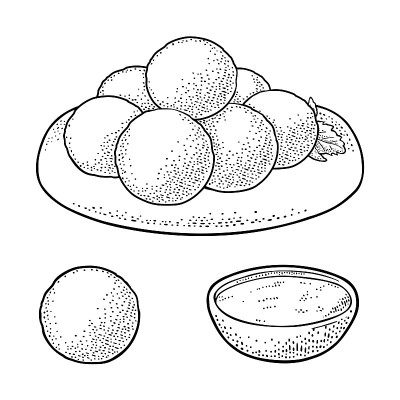 Falafel with sauce - dish middle eastern tradition