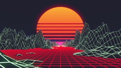 80年代复古未来主义背景。3d插图