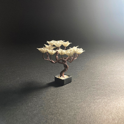 折纸盆景树白色
