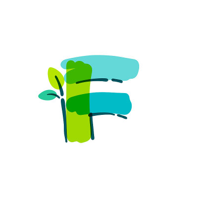 F字标志用绿叶手写用毡尖笔。